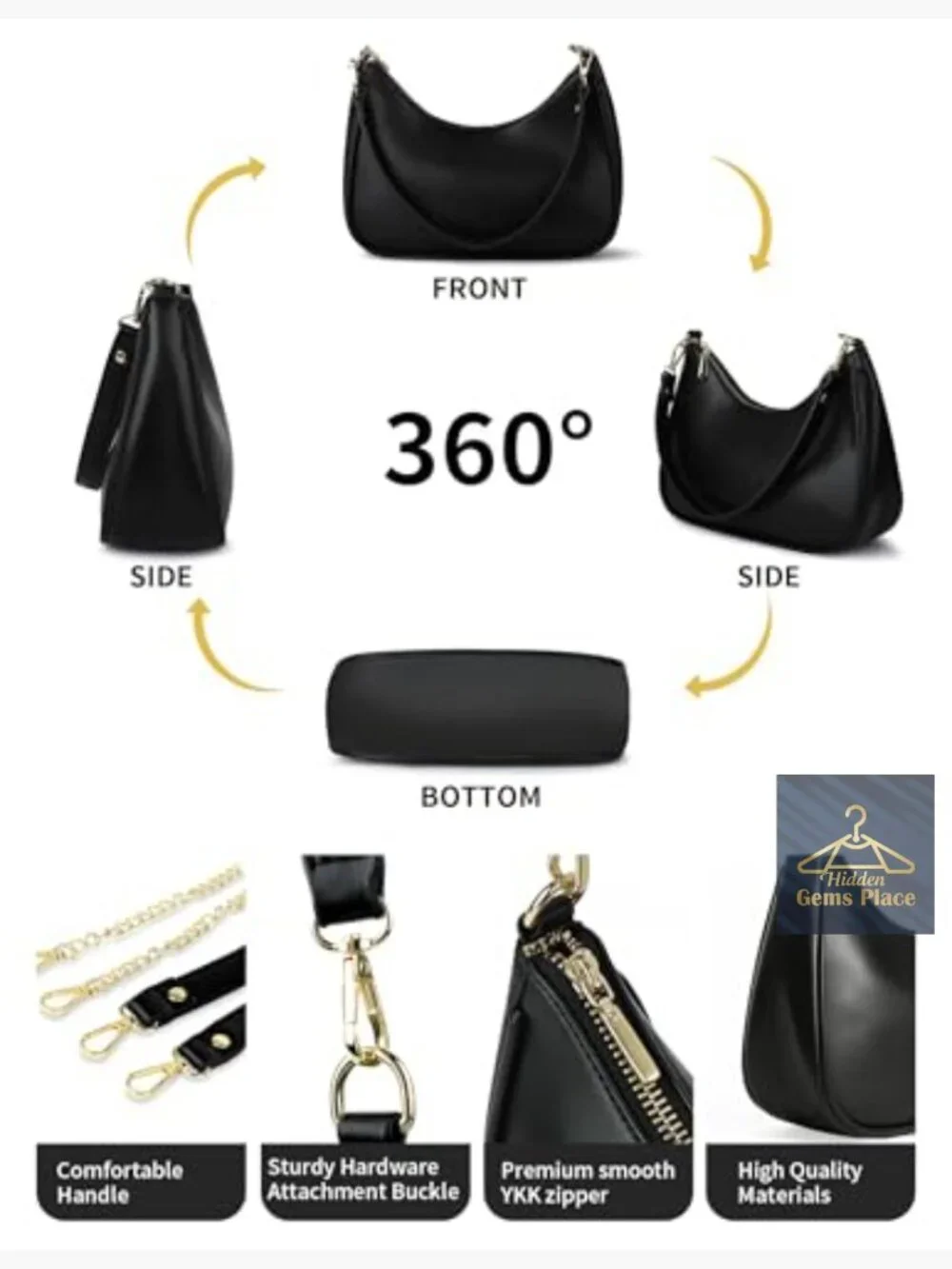 Mini Hobo Shoulder Bag Vegan Leather Crossbody Purse
